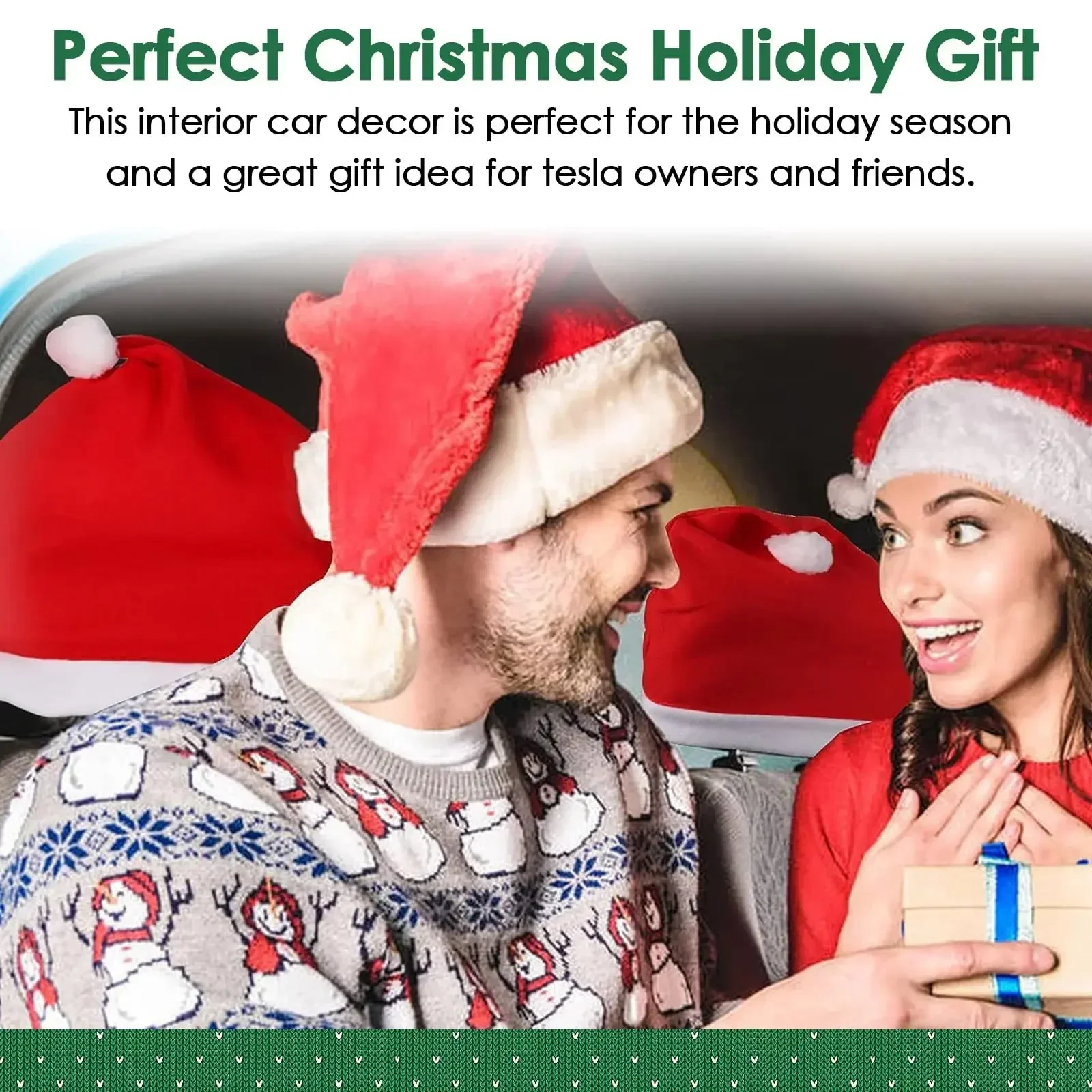 Christmas Car Seat Cover Santa Hat Decoration