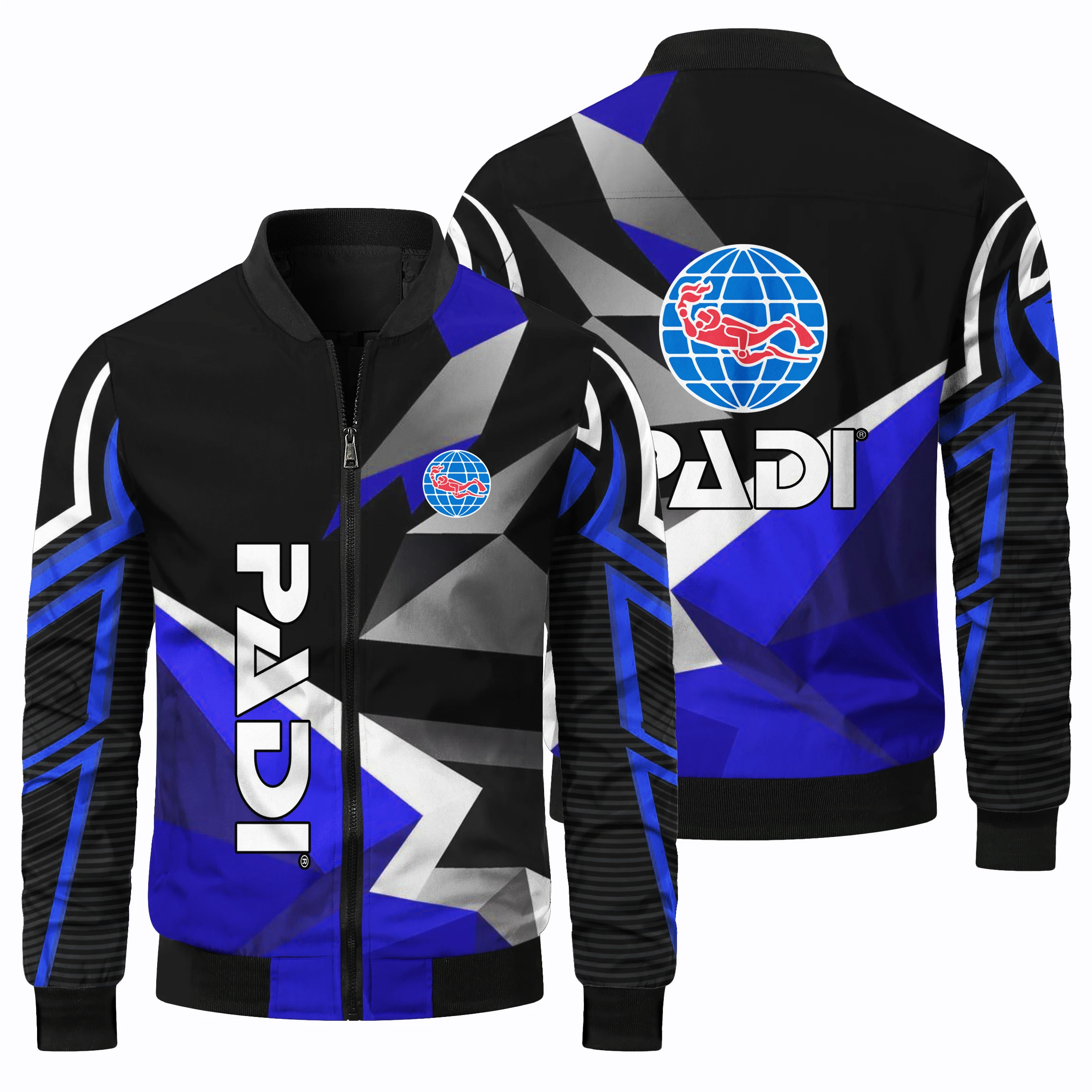thumbnail image 4 of Chaqueta de manga larga con logotipo de radio y televisión PADI 3D para hombre, para deportes al aire libre, estilo hip hop, moda urbana, chaqueta de vuelo con cremallera, 4 of 5