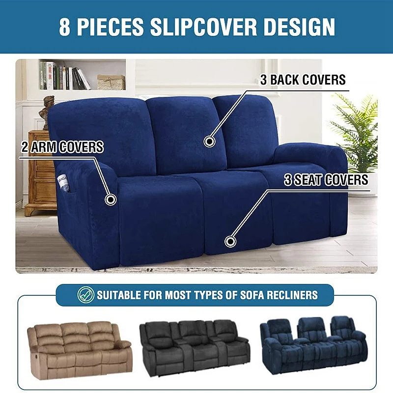 2-3 Seater All-inclusive Recliner Sofa Cover Non-slip Massage Sofa
