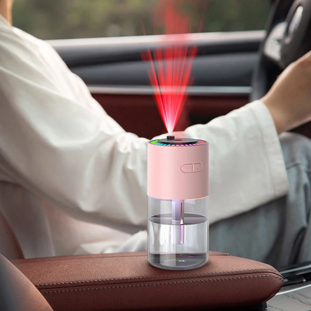 Car Air Humidifier with RGB LED Light 280ML Portable Mini USB Aroma Diffuser Rechargeable Cool Mist Maker for Bedroom and Travel