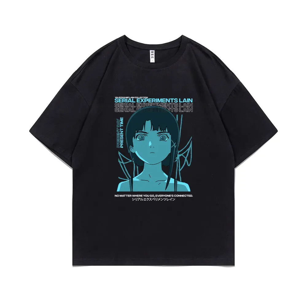 

Anime Serial Experiments Lain Graphic Print Tshirt Unisex Oversized T-shirt Classic Vintage Iwakura Manga Girl Sci Fi T Shirts