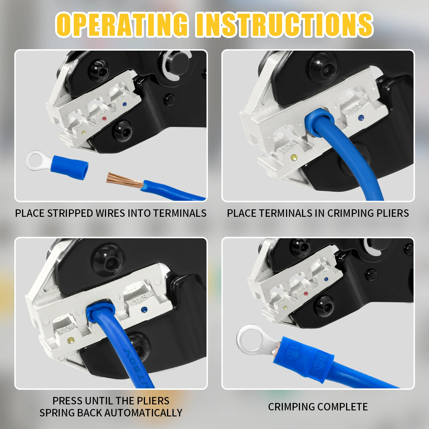 SN-02C Wire Crimping Plier Insulated Wire Electrical Connectors Crimper-Butt, Ring, Spade, Terminals Cable Lugs Assortment Tool Kit crimping tools crimping pliers