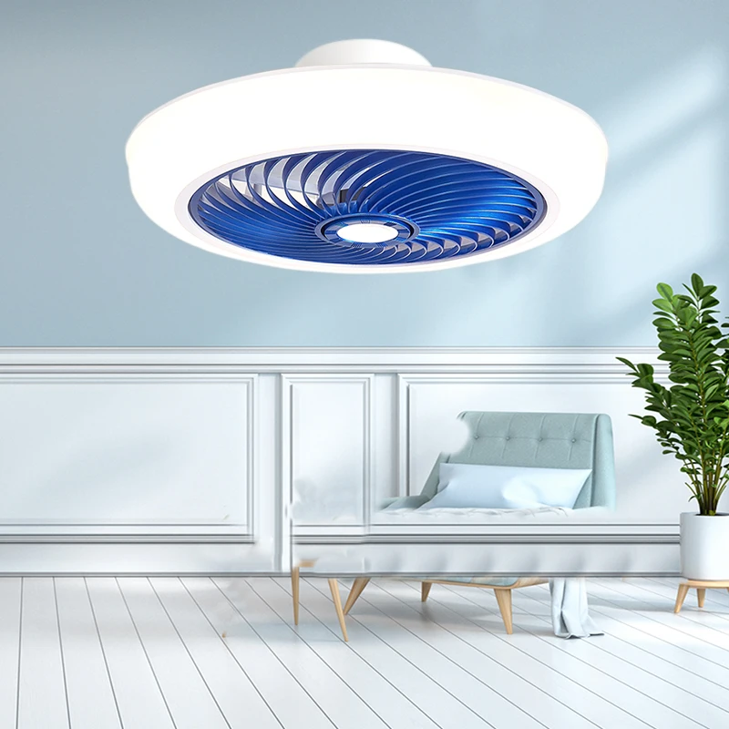 Smart ceiling fan 46cm fans with lights remote control bedroom decor ventilator lamp air Invisible Blades Retractable Silent