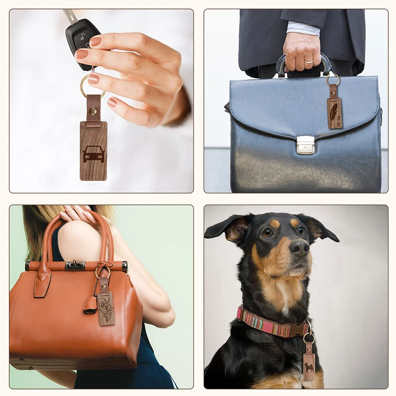 10Pcs Blank Walnut Wood Keychain Walnut Keyring Wooden Pendant DIY Crafts Graduation Gift Wooden Key Chain