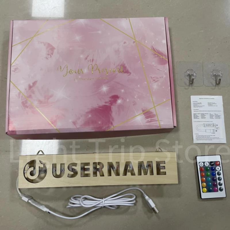 맞춤형 게이머 태그 트위치 벽 램프, 맞춤형 나무 LED USB 야간 조명 원격 제어 색상 변경 게이머 태그 네온 사인