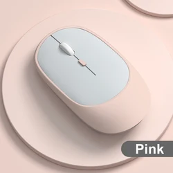 Ergonomic Wireless Silent Bluetooth Mouse with Rechargeable Battery and Adjustable DPI (Pink)