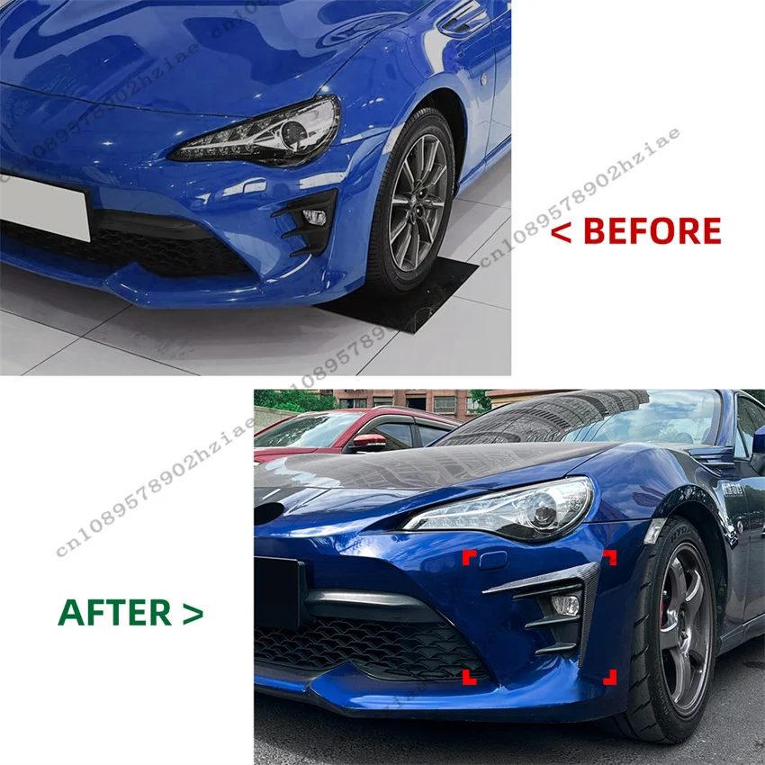 도요타 GT86 페이스리프트 2017-2020 스포일러 디퓨저 액세서리용 자동차 앞 범퍼 립 안개등 커버 윈드 나이프 ABS 유광 블랙