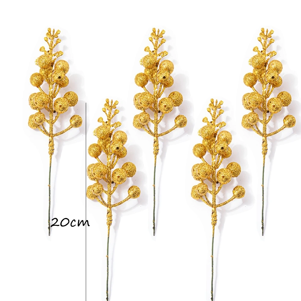 thumbnail image 1 of Gold White Fake Berries Artificial Pine Branches Rattan Wreath Accessories Christmas Door/Tree Hanging Decorations Xmas Gifts, 1 of 5