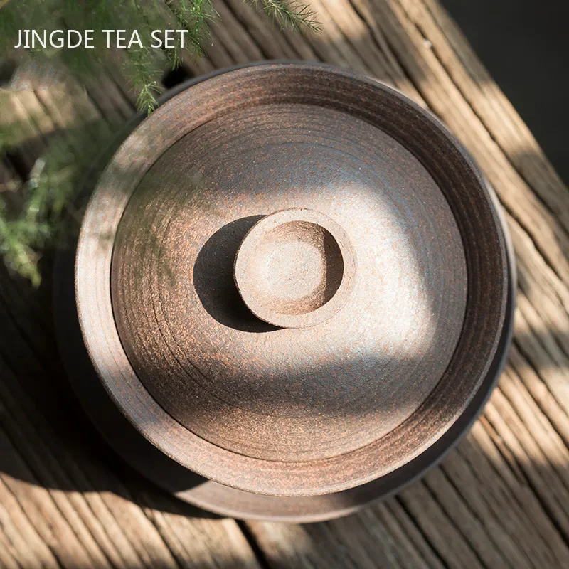 Retro Kiln Change Ceramics Gaiwan Handmade Pottery Tea Tureen Teacup Household Tea Set Accessories Chinese Cover Bowl Drinkware