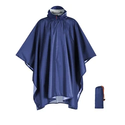 Durable Waterproof Lightweight Adult Rain Poncho (Blue)