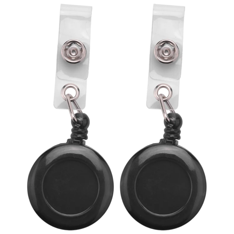 

2X Recoil Retractable Yo Yo Key Ring PULL CHAIN Belt Clip ID CARD Holder Ski Pass - Black