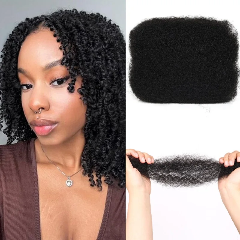 Natural Black Afro Kinky Curly Wave 100% Human Hair Bulk For Braiding Twists Hair For Micro Twist Afro Kinky Hair Extension