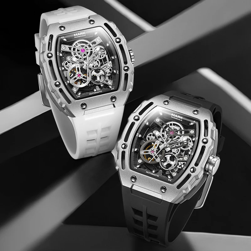 Automatic Mechanical Watches Men 3ATM Waterproof Silicone Strap Luminous Watch For FAIRWHALE Men Gift