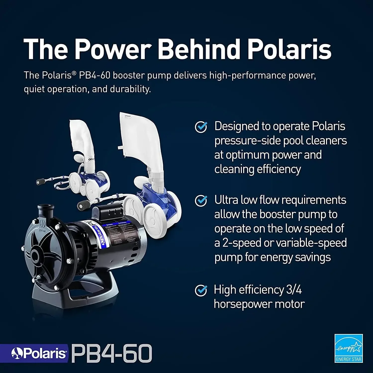 PB4-60 Booster Pump 3/4 HP for Pressure Pool Cleaners Comes with Polaris Softtube and Quick Connect Fittings liquid transfer pump submersible booster pump