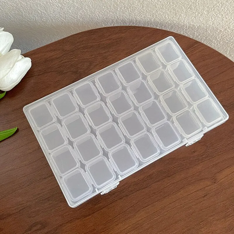 S104204b3d0594a448d39c603e658e859n 28 Grids Plastic Jewelry Storage Box Necklace Earrings Rings Jewelry Packaging Organizer Portable Pill Medicine Storage Box Mallzona