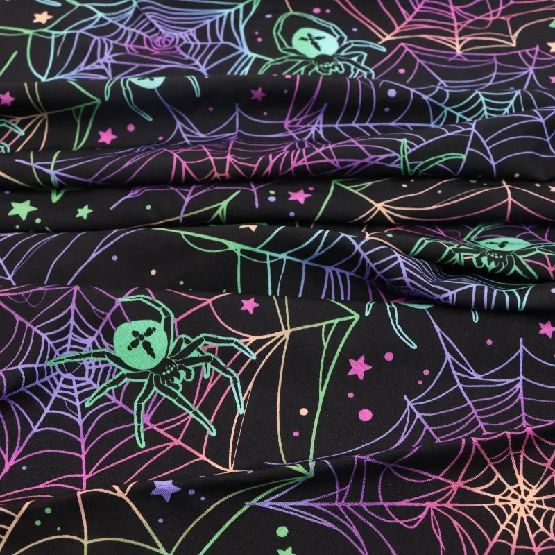 Colorful Spider Printed Fabric Shirt Beach Pants Underwear Garments With Web Pattern For Men And Women