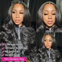 Perruque sans colle prête à porter avec closure en dentelle 5x5, perruques en cheveux humains 6x4 pré-coupées, perruque sans colle ondulée pour femmes, cheveux Remy 2