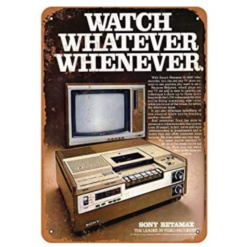Videoregistratori Rustici Betamax Segno In Metallo Dall'Aspetto Vintage