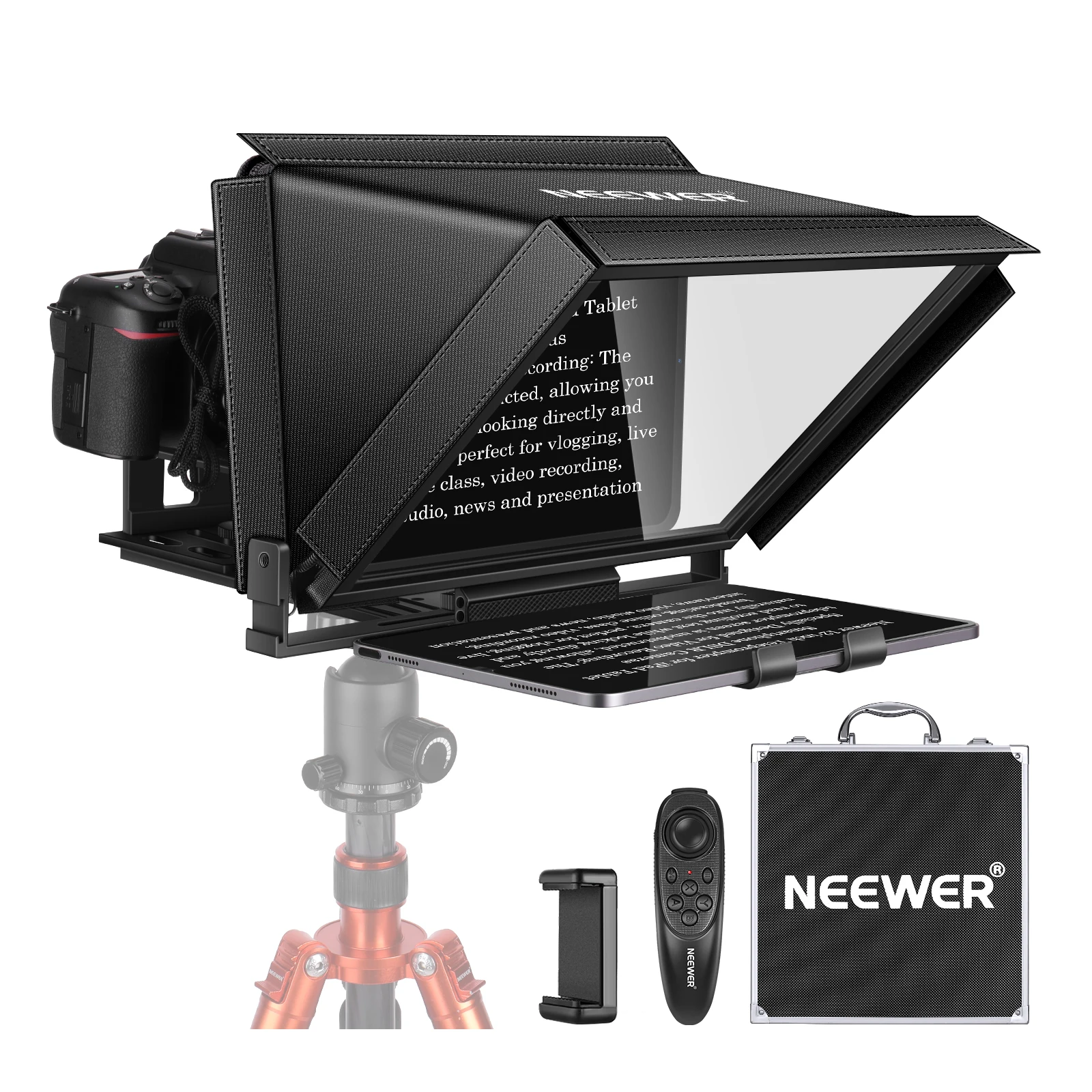 Neewer Aluminum Alloy Teleprompter with Remote App Control For iPad