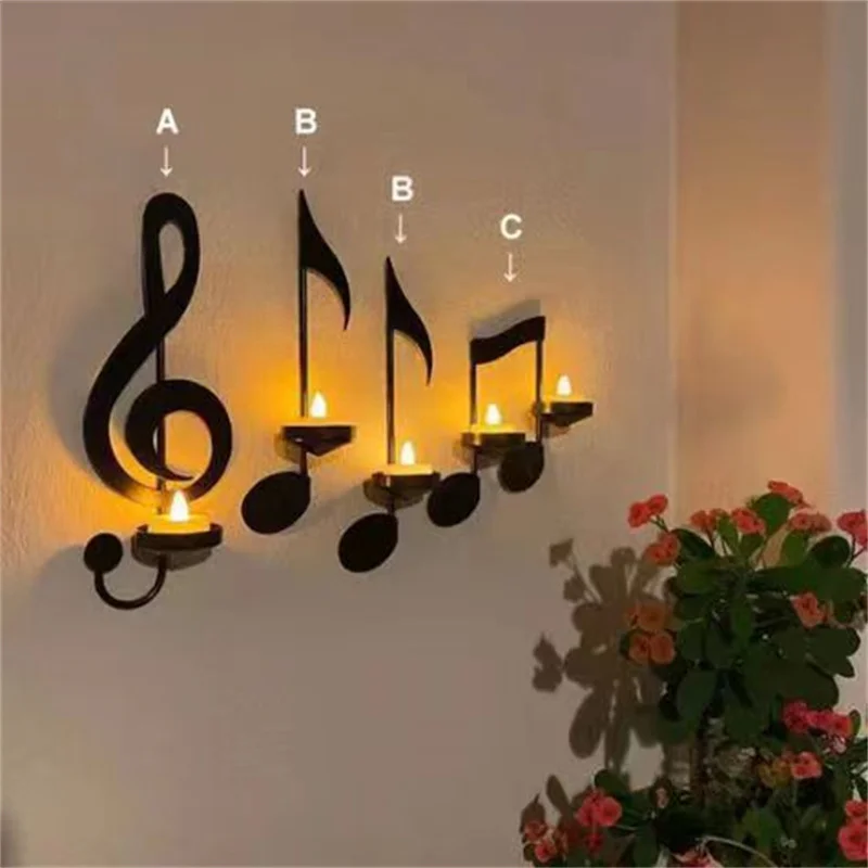 EuropeanCreativeCandlestickMusicNoteButtonHomeDecorationCandle