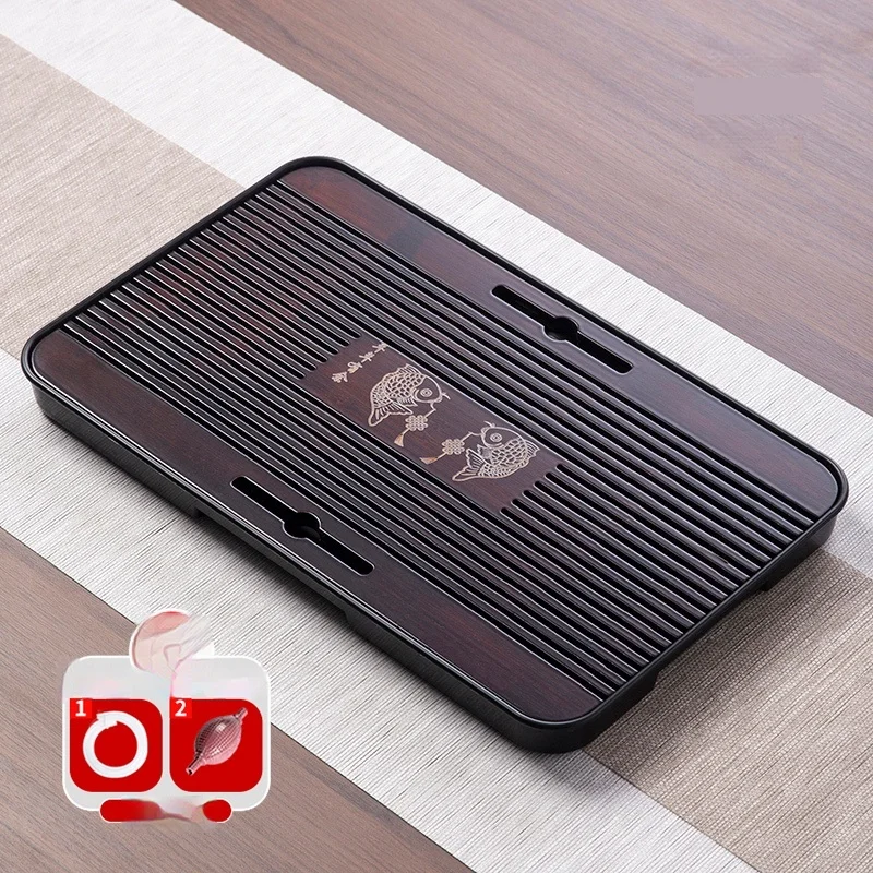 Chinese Natural Bamboo Tea Tray Water Storage Kung Fu Tea Set Rectangular Board Storage Tray Drainage Outlet tea tray,tea set