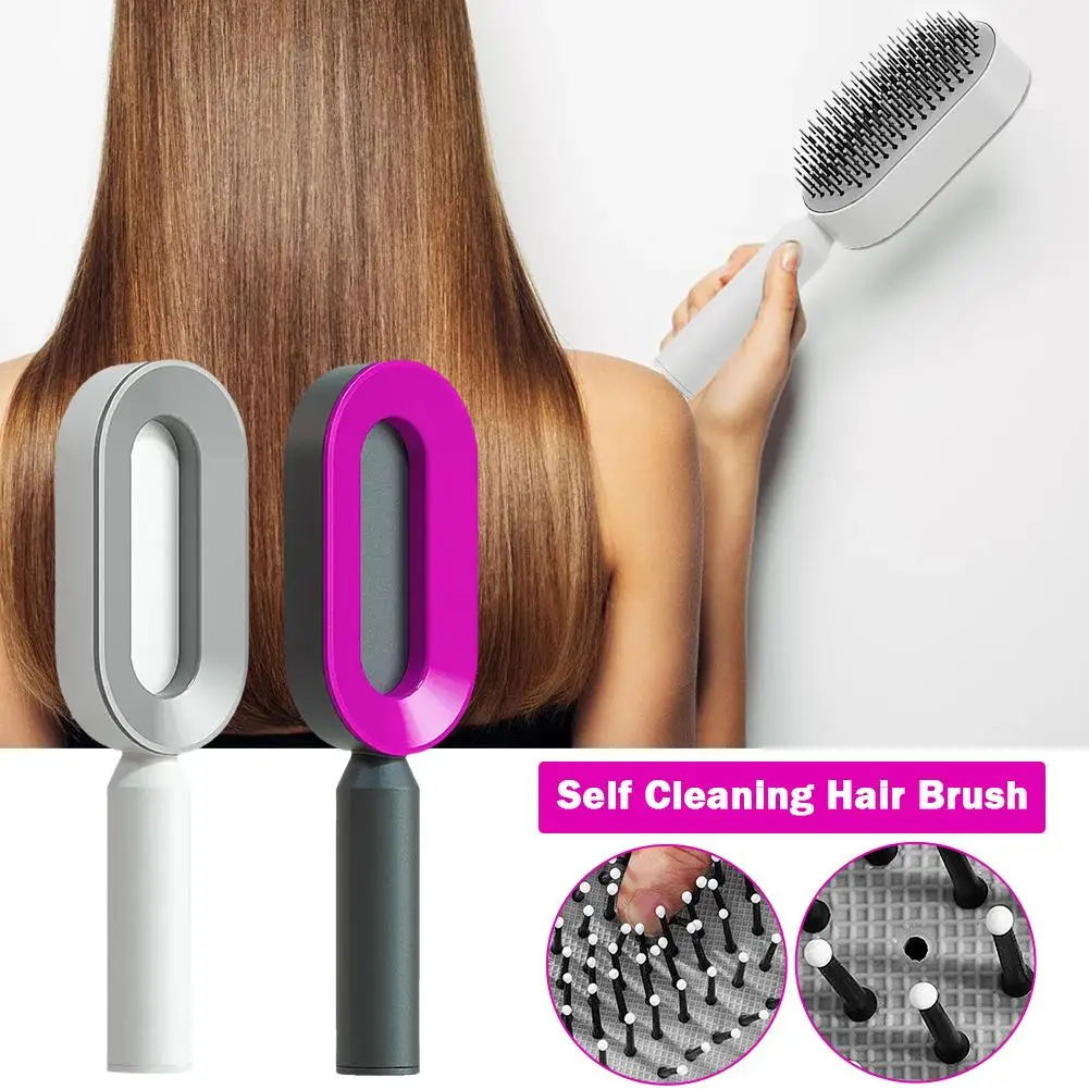 Self Cleaning Hair Brush for Women One-key Cleaning Hair Loss Massage Scalp Comb Anti-Static Hairbrush Dropshipping N0A8