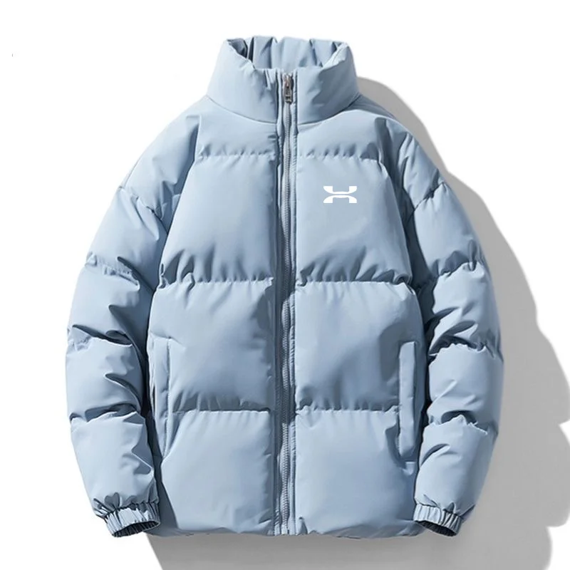 Men's new winter trend brand thickened cold-proof bread warm retro stand-up collar solid color cotton jacket