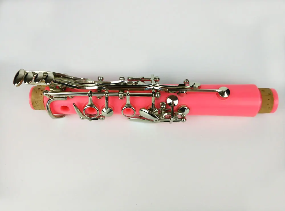 Clarinet Bb 17 Keys Beautiful Pink Color Good Sound Material 2 Barrels