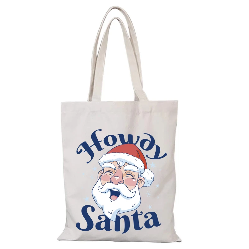 Shopper Tasche Neujahr Geschenk Handtaschen Cartoon Mann Einkaufstasche Frau Frohe Weihnachten Damen Handtasche Stofftaschen Eco Canvas Einkaufen die – Detail 8