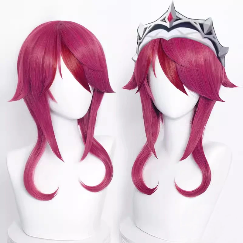 

Game Genshin Impact Rosaria Cosplay Wig 55cm Dark Rose Long Hair Heat Resistant Synthetic Halloween Party Accessories Props