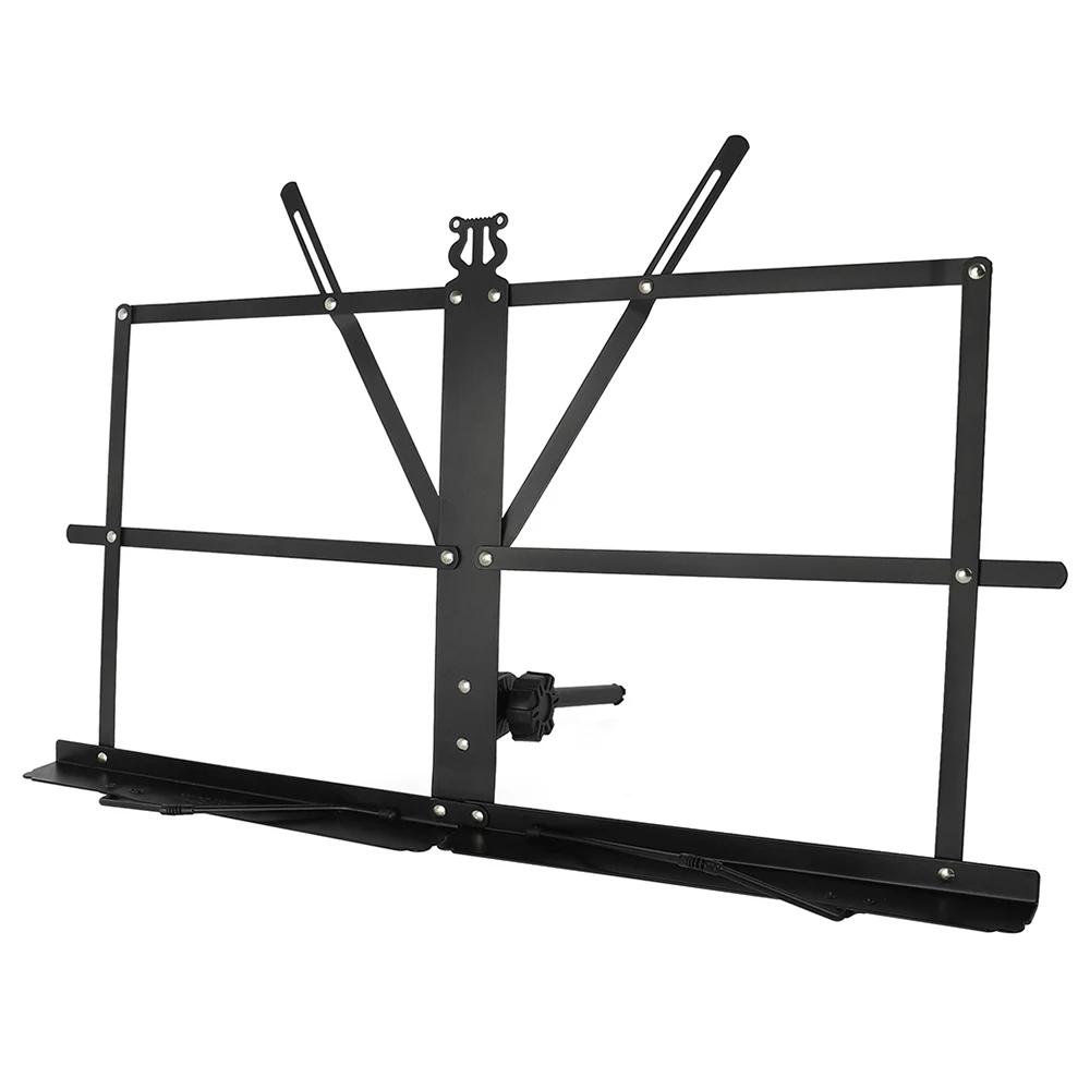 Foldable Stainless Steel Desktop Music Sheet Stand with Adjustable Holder and Carry Bag