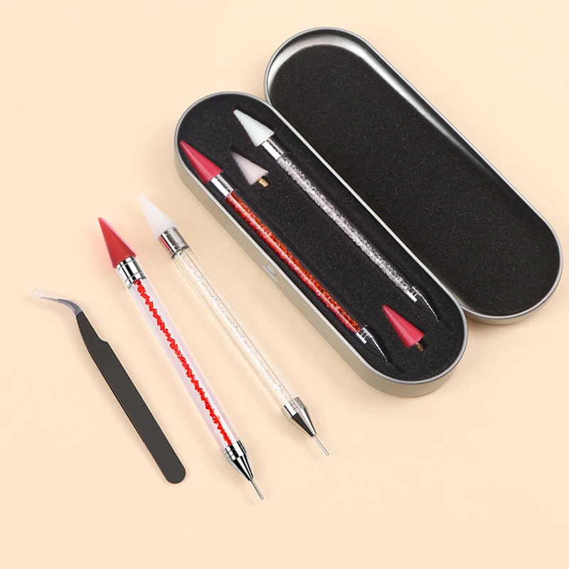 Nail Art Pen Nail Art Picking Tools Rhinestone Picker Pen Nail Art Tools Rhinestone Picking Tool Box Set Multifunctional Detachable Wax Head Nail Rhinestone Dotting Pen For Crystal Pickup Painting Nail Art Decoration Tools