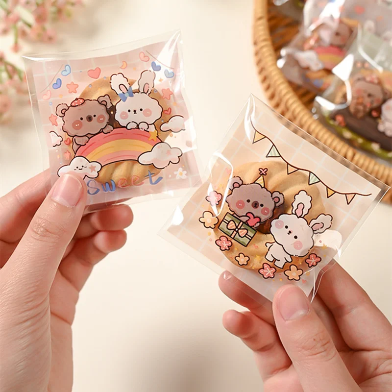 100pcs LBSISI Life 7x7 + 3cm Candy Cookie Bags For Nougat Wedding Self Adhesive Bag jewelry Gift Poly Small Plastic Soap Package plastic candy bags