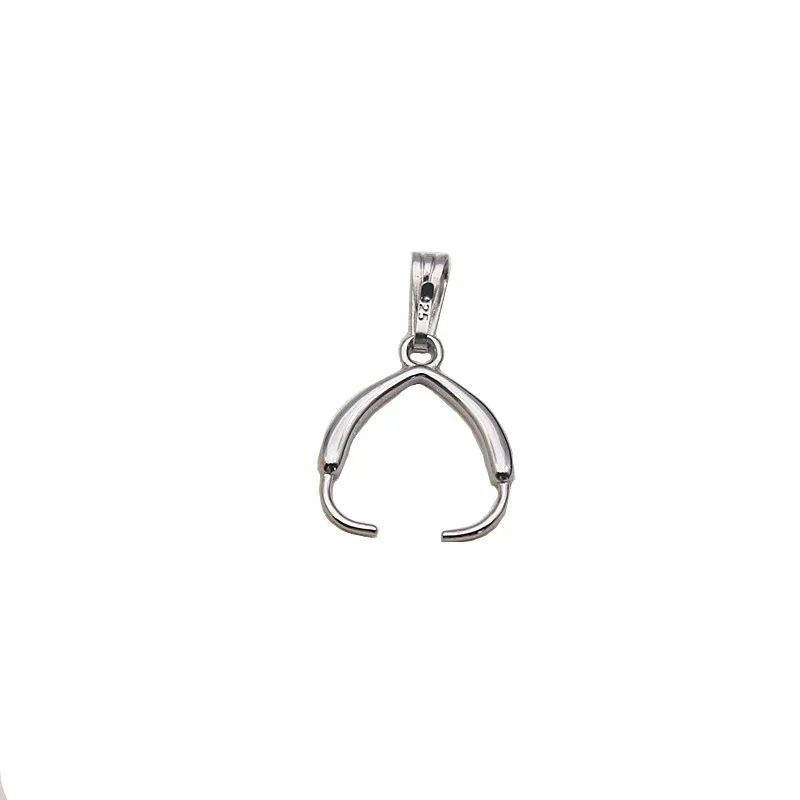 Connecteur de pendentif de bélière en argent regardé massif, pincement pour perles rondes, pendentif de collier de bijoux, composants exécutifs, bricolage, 22mm