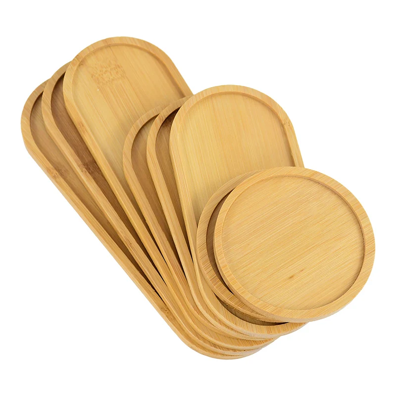 Round Square Oval Wooden Tray Countertop Bottle Organizer Holder Candles Jewelry Storage Plate Tray Bathroom Kitchen Accessories