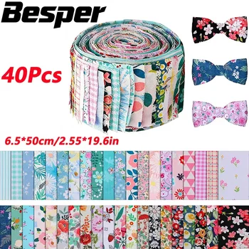 40Pcs Fabric Strips Quilting Jelly Rolls Patchwork Craft Cotton Quilting Strips Sewing Craft Fabric DIY Needlework Cloth 1