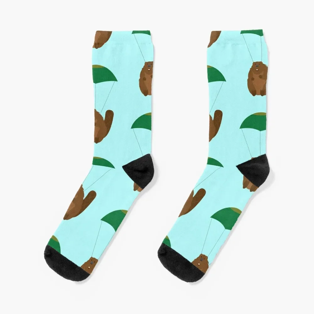 

Parachuting Beaver Socks Thermal man winter designer Boy Socks Women's