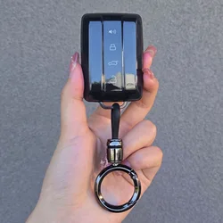Strakke zwarte TPU autosleutelcover en sleutelhanger - Premium auto-accessoires
