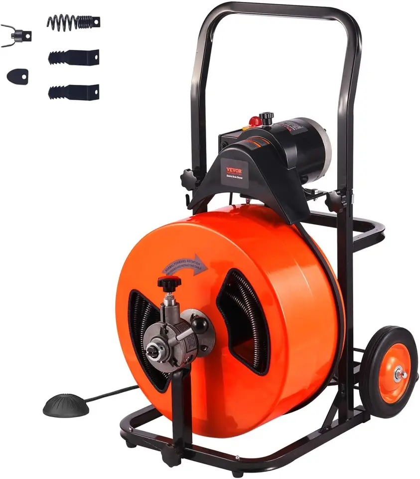 100FT Auto Feed Drain Cleaning Machine with 4 Cutters