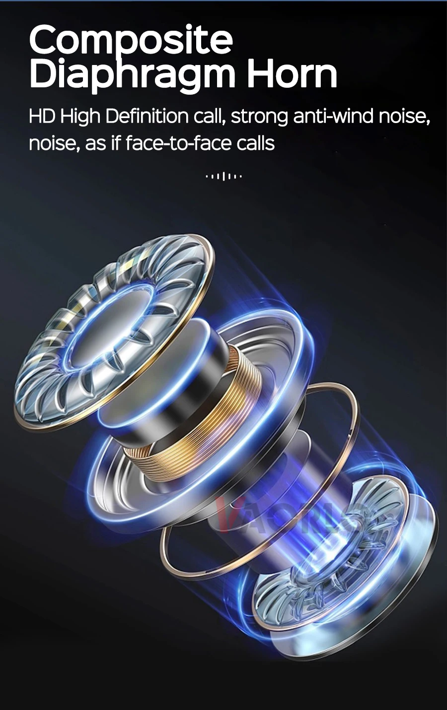 VAORLO Ear-hook Bluetooth 5.4 Business Earphone 180° Rotation Open Ear Headset With Mic Long Battery Life HiFi Stereo Headphone