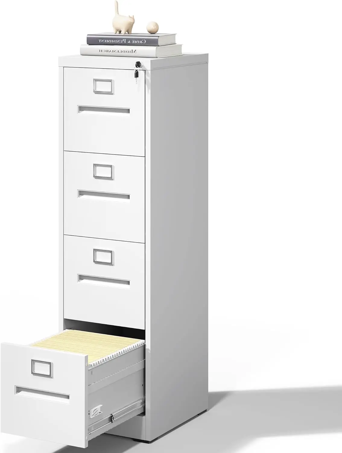 

VIYET 4 Drawer File Cabinet,Metal Filing Cabinets with Lock,White Vertical File Cabinet for Home Office,Heavy Duty Metal