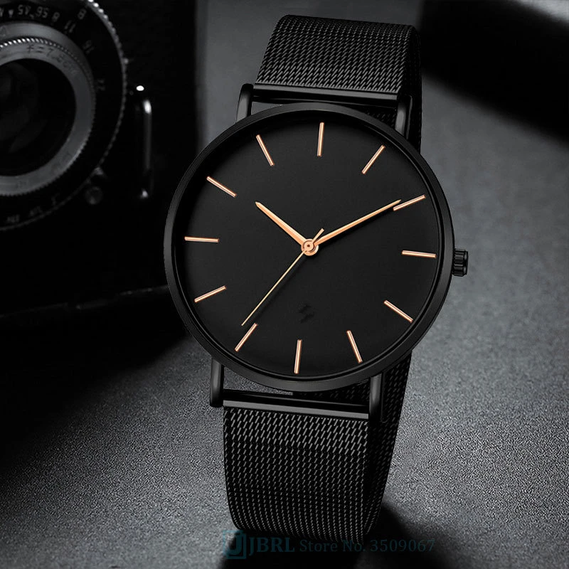 Men Business Watch Simple Stainless Steel Mesh Men's Watches Quartz Exquisite Casual Wristwatch Relogio Masculino Clock Hot Sale