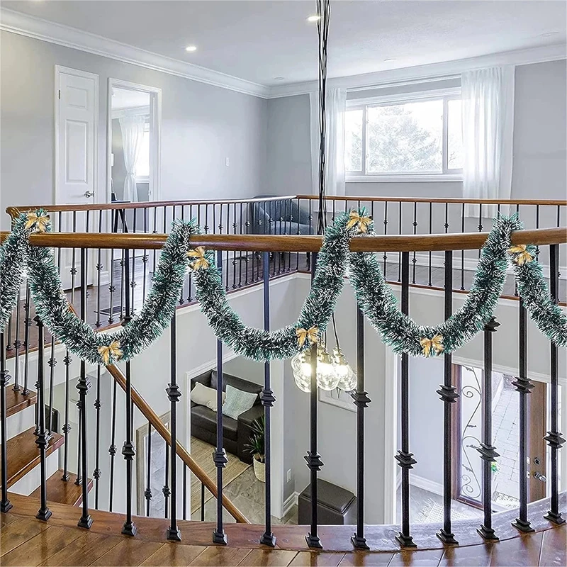 Christmas Garland Home Party Wall Door Decor Xmas Tree Ornaments Tinsel Strips With Bowknot Party