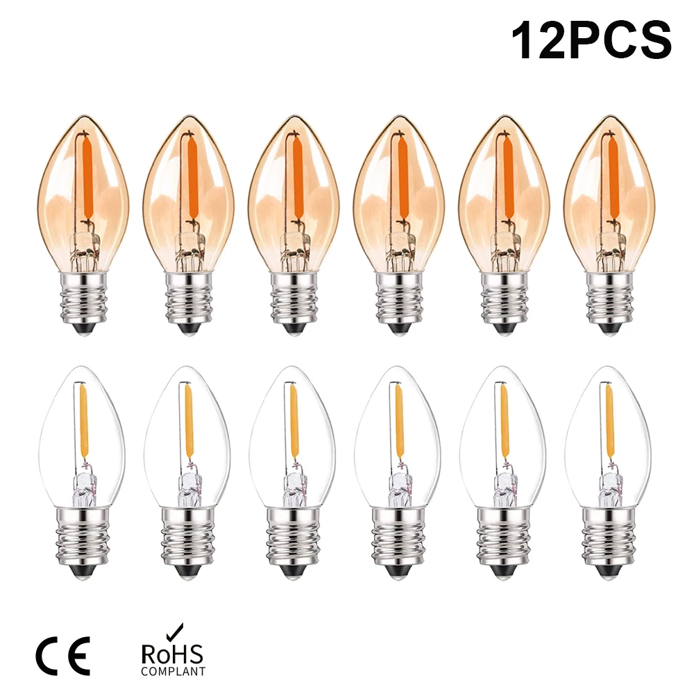 

C7 LED Night Light Bulbs 0.5W Dimmable E12 E14 Warm White 2200K 2700k 110V 220V Chandelier Salt Lamp Replacement Mini Candle Bul