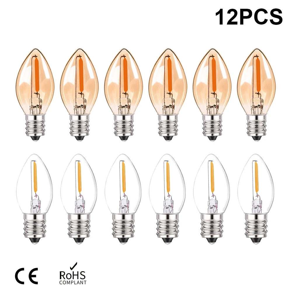 C7 LED Night Light Bulbs 0.5W Dimmable E12 E14 Warm White 2200K 2700k 110V  220V Chandelier Salt Lamp Replacement Mini Candle Bul