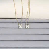 Colliers avec lettres à bulles pour femmes, pendentif initiales en zircone, chaîne en acier inoxydable plaqué or, bijoux cadeaux pour la fête du mois 4