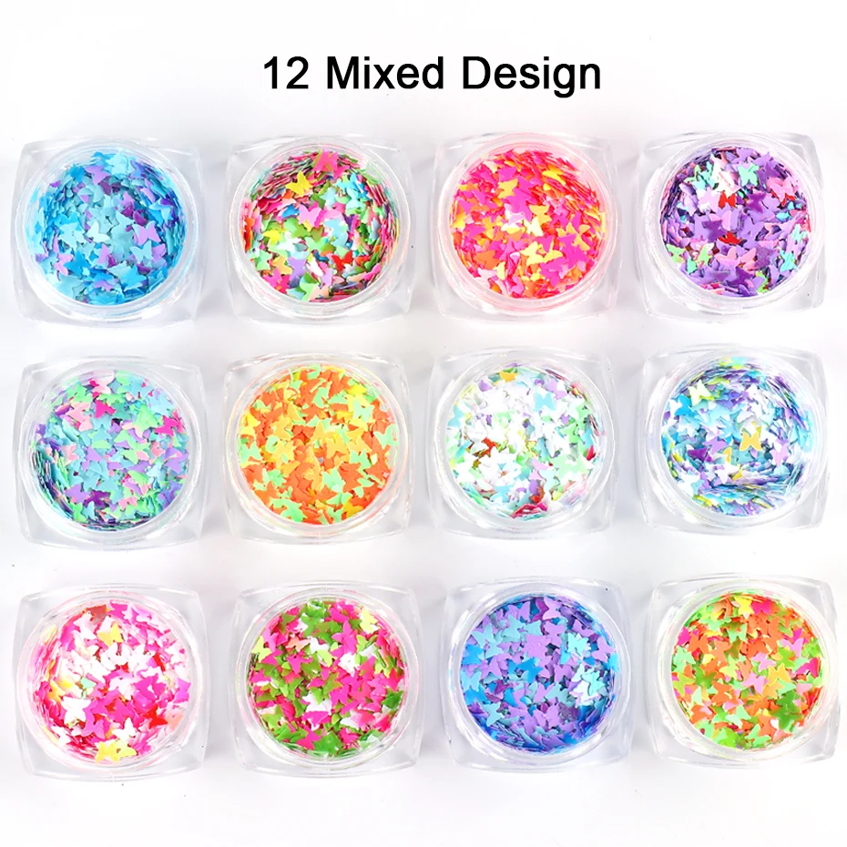 Holographic Mirror Butterfly Nail Sequins Ultra-thin Flake Nail Glitter Gold Pink Rainbow Gel Polish Manicure Decoration SAHSH