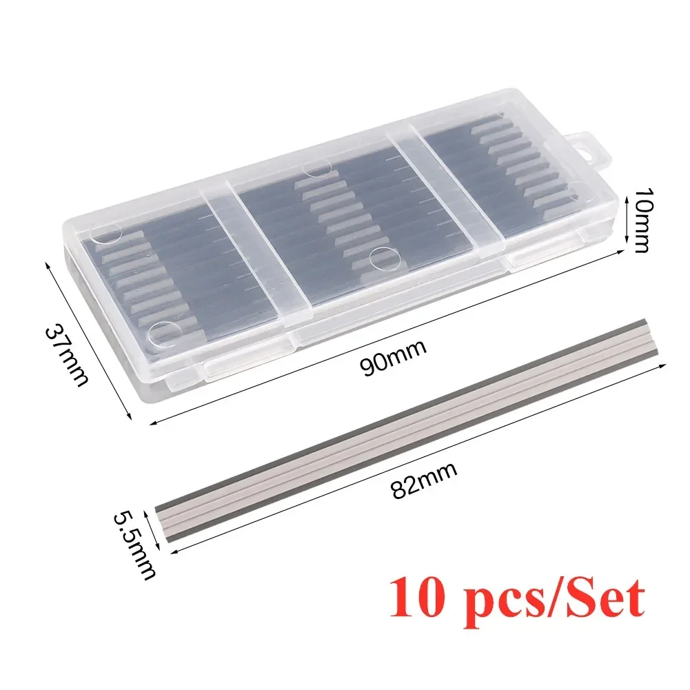 카바이드 대패 블레이드 82mm, 82x5.5x1.2mm, 목공 기계 부품용 양면 목재 대패 칼, 10 개