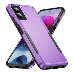 Durable Shockproof Dual Layer Protective Phone Case with Screen Protector for PC TPU (Purple black)