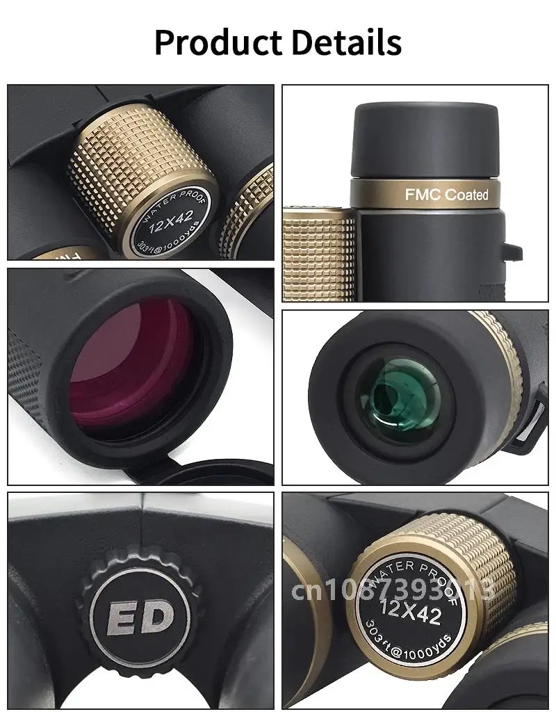 12x42 Professional Binoculars ED Lens BAK4 Prism Waterproof  Metal Telescope Outdoor Bird watching Camping Traveling hunting 6